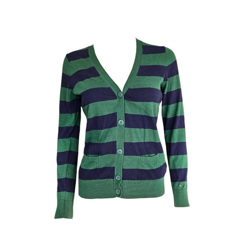 Tommy Hilfiger Green and Blue Striped Cardigan